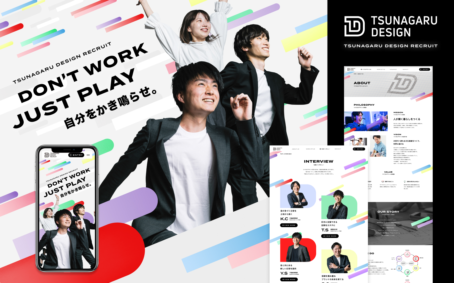 ツナガルデザイン社の採用サイトデザインイメージ